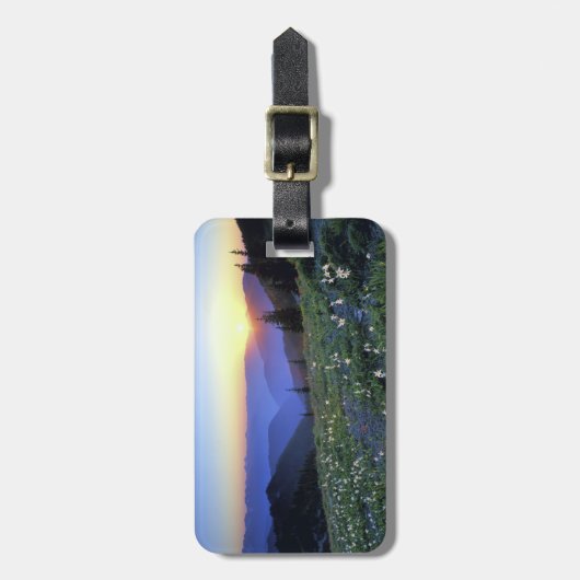 Obstruction Point Sunset, Olympic NP, WA, Verenigd Bagagelabel (Voorkant verticaal)