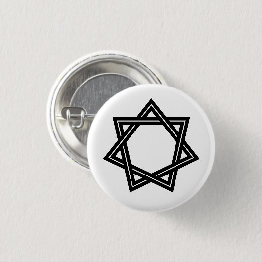 Obtuse Heptagram Button (zwart) (Voorkant /achterkant)