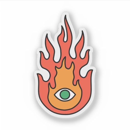 OBUHLISK Green Protection Evil Eye Fire Sticker (Voorkant)