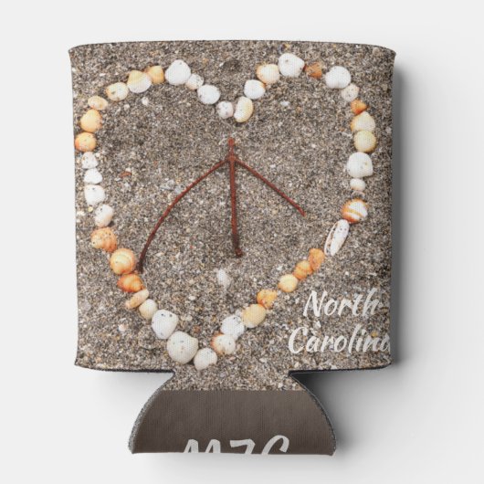 OBX Beach NC Seashell Hart Vredesbord Blikjeskoeler (Achterkant)