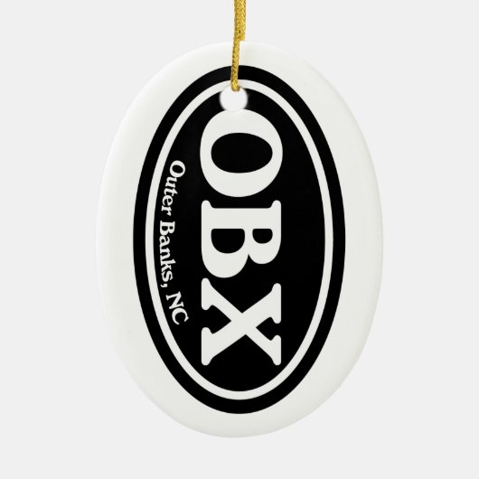 OBX Buitenbanken Zwarte ovaal Keramisch Ornament (Voorkant)