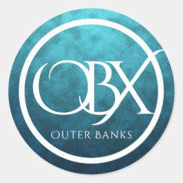 OBX Buitenste banken NC op blauwe waterachtergrond Ronde Sticker