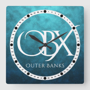 OBX Buitenste banken NC op blauwe waterachtergrond Vierkante Klok