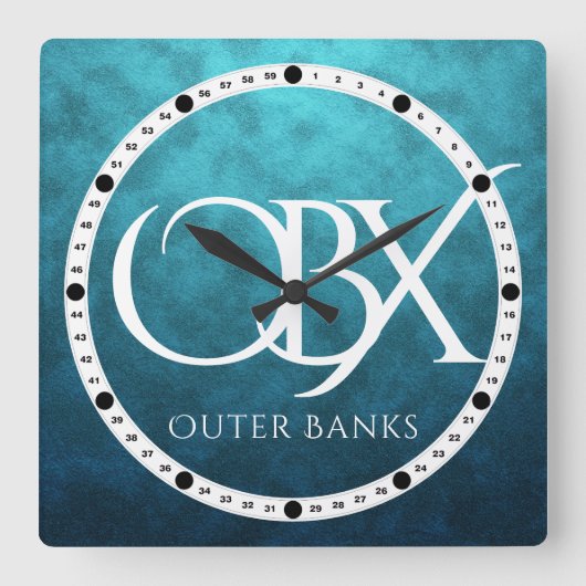 OBX Buitenste banken NC op blauwe waterachtergrond Vierkante Klok (Voorkant)