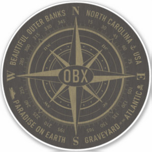 OBX Compass Buiten banken  Gold Black Sticker