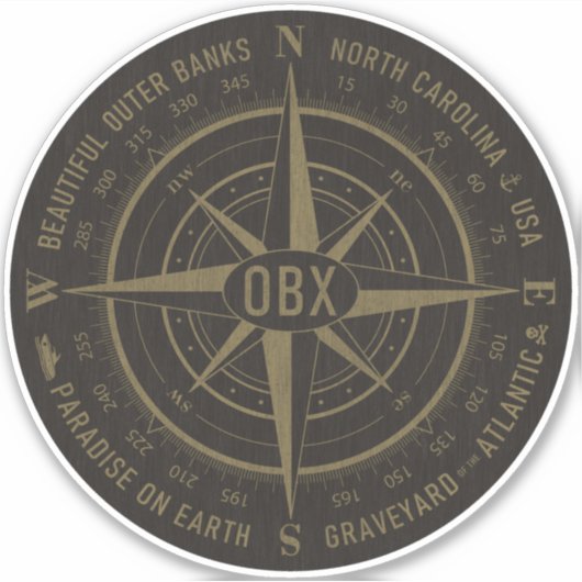 OBX Compass Buiten banken  Gold Black Sticker (Voorkant)