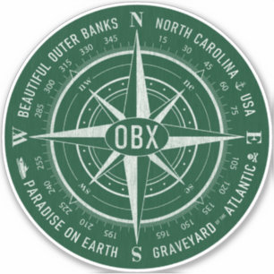 OBX Compass Buiten banken  wit donkergroen Sticker