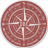 OBX Compass Buiten banken wit donkerrood Sticker (Voorkant)
