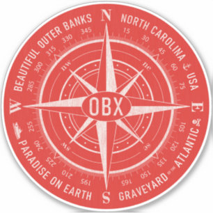 OBX Compass Buiten banken wit rood Sticker