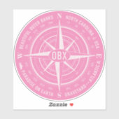 OBX Compass Buiten banken  Wit Roze Sticker (Vel)
