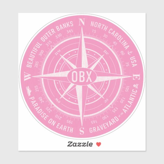 OBX Compass Buiten banken  Wit Roze Sticker (Vel)