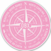 OBX Compass Buiten banken  Wit Roze Sticker (Voorkant)