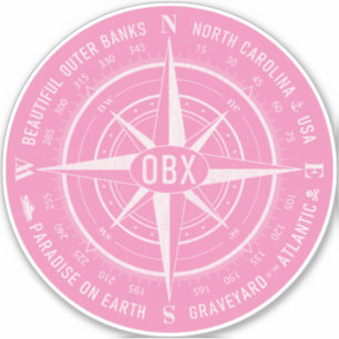 OBX Compass Buiten banken  Wit Roze Sticker