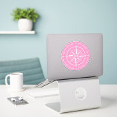OBX Compass Buiten banken  Wit Roze Sticker (Laptop op bureau)