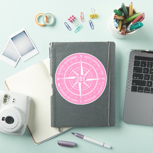 OBX Compass Buiten banken  Wit Roze Sticker (iPad Cover)
