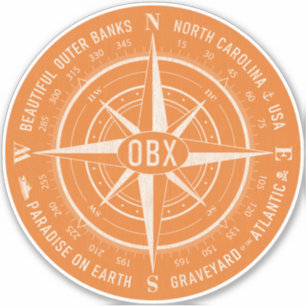 OBX Compass Buiten banken Wit Sinaasappel Sticker