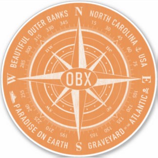 OBX Compass Buiten banken  Wit Sinaasappel Sticker