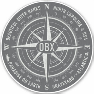 OBX Compass Buiten banken  Wit Wit Weg Sticker
