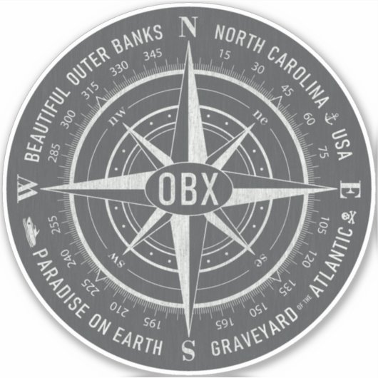 OBX Compass Buiten banken Wit Wit Weg Sticker (Voorkant)