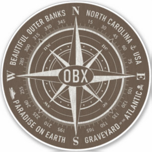OBX Compass Buitenste banken  White Dark Brown Sticker