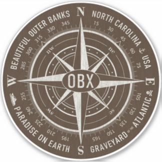OBX Compass Buitenste banken White Dark Brown Sticker
