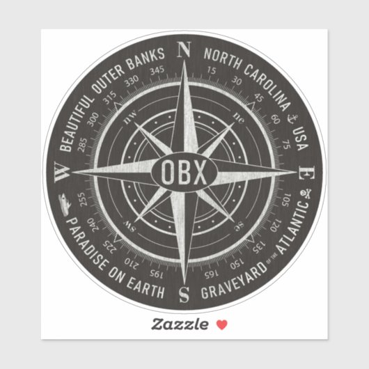 OBX Compass Buitenste Banks  Shell White Black Sticker (Vel)