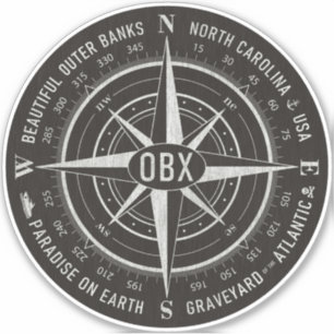 OBX Compass Buitenste Banks  Shell White Black Sticker
