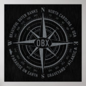 OBX Compass Buitenste Banks  Silver Black Poster (Voorkant)