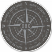 OBX Compass Buitenste Banks  Silver Black Sticker (Voorkant)