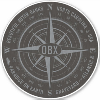 OBX Compass Buitenste Banks Silver Black Sticker