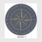 OBX Compass Outer Banks  Gold Navy Blue Sticker (Vel)