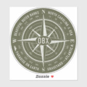 OBX Compass Outer Banks  White Army Green Sticker (Vel)