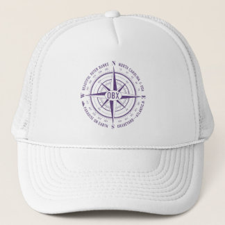 OBX Nautical Compass Buitenbanken Paarse Vintage Trucker Pet