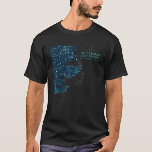 OBX NC Outer Banks Kaart Duck Corolla Beach Vakant T-shirt