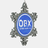 OBX NC Outer Banks North Carolina Beach Vakantie Tin Sneeuwvlok Ornament (Links)