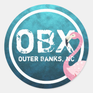 OBX Roze Flamingo Buitenbanken NC North Carolina Ronde Sticker