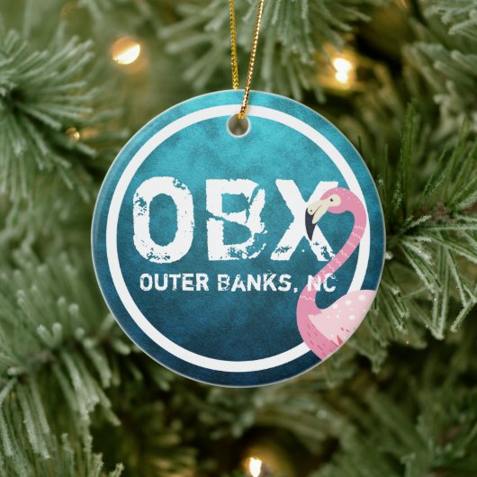 OBX Roze Flamingo | De Buitenbanken NC Kerstmis Keramisch Ornament (Boom)