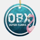 OBX Roze Flamingo | De Buitenbanken NC Kerstmis Keramisch Ornament (Voorkant)