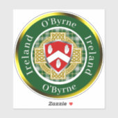 O'Byrne Ierse Schild & Keltisch Kruis Persoonlijk Sticker (Vel)