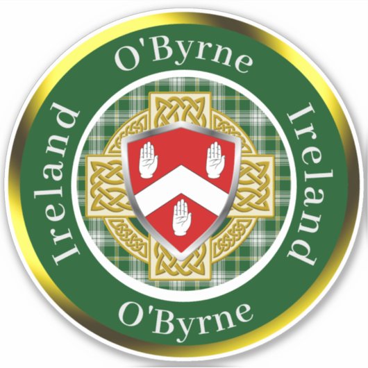 O'Byrne Ierse Schild & Keltisch Kruis Persoonlijk Sticker (Voorkant)