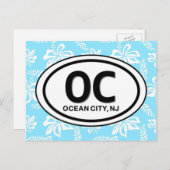 OC Ocean City NJ Blue Briefkaart (Voorkant / Achterkant)