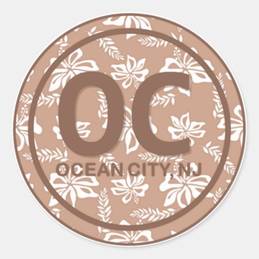 OC Ocean City NJ Brown Beach Flower Stickers (Voorkant)