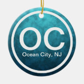 OC Ocean City NJ New Jersey Beach Label Kerstmis Keramisch Ornament (Voorkant)