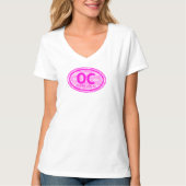 OC Ocean City NJ Pink Floral Beach Label T-shirt (Voorkant)
