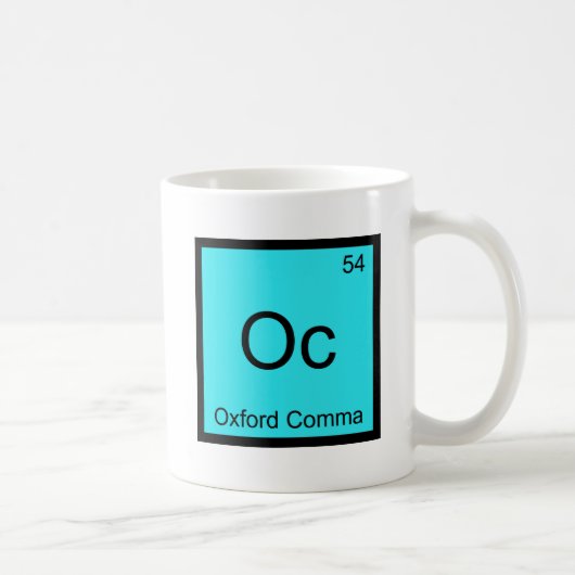 Oc - Oxford Comma Chemistry Element Symbol Grammar Koffiemok (Rechts)