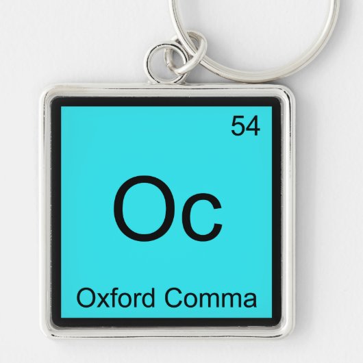 Oc - Oxford Comma Chemistry Element Symbol Grammar Sleutelhanger (Voorkant)