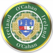 O'Cahan Irish Shield & Celtic Cross Personalized Sticker (Voorkant)