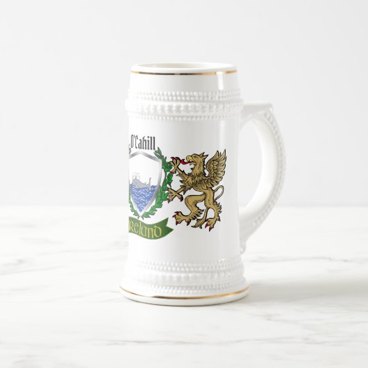 O'Cahill/Cahill Irish Shield Beer Stein Bierpul (Voorkant rechts)