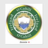 O'Cahill Ierse Schild & Keltisch Kruis Persoonlijk Sticker (Vel)