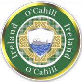 O'Cahill Irish Shield & Celtic Cross Personalized Sticker (Voorkant)